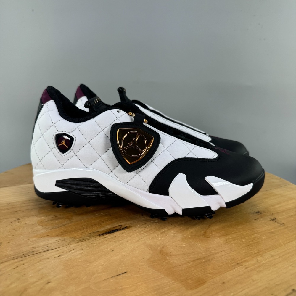 Nike Air Jordan 14 Retro Golf NRG Mens Size 7 Shoes White Black Bordeaux NEW